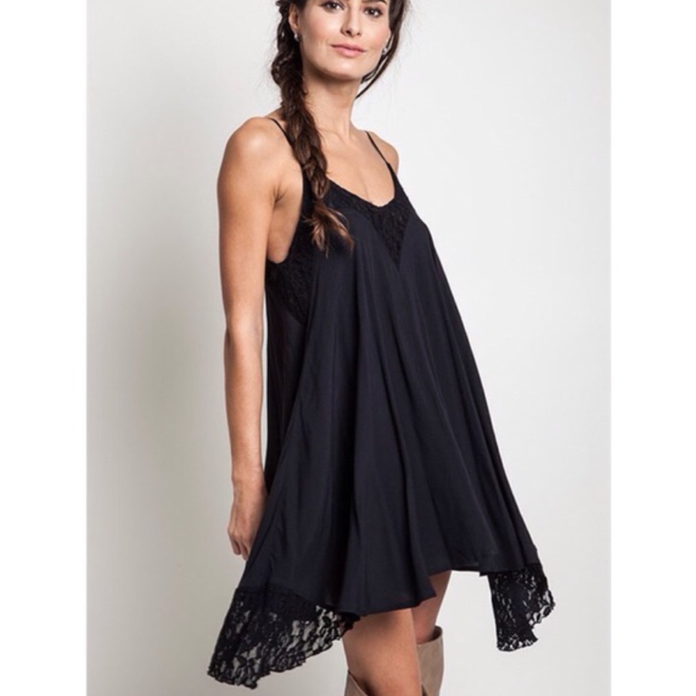 Black lace slipdress/tunic